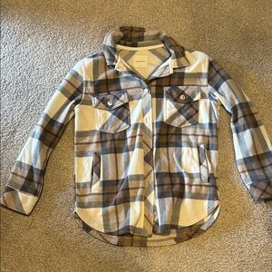Thread & Supply Cream and Brown Plaid Button-Front Shirt